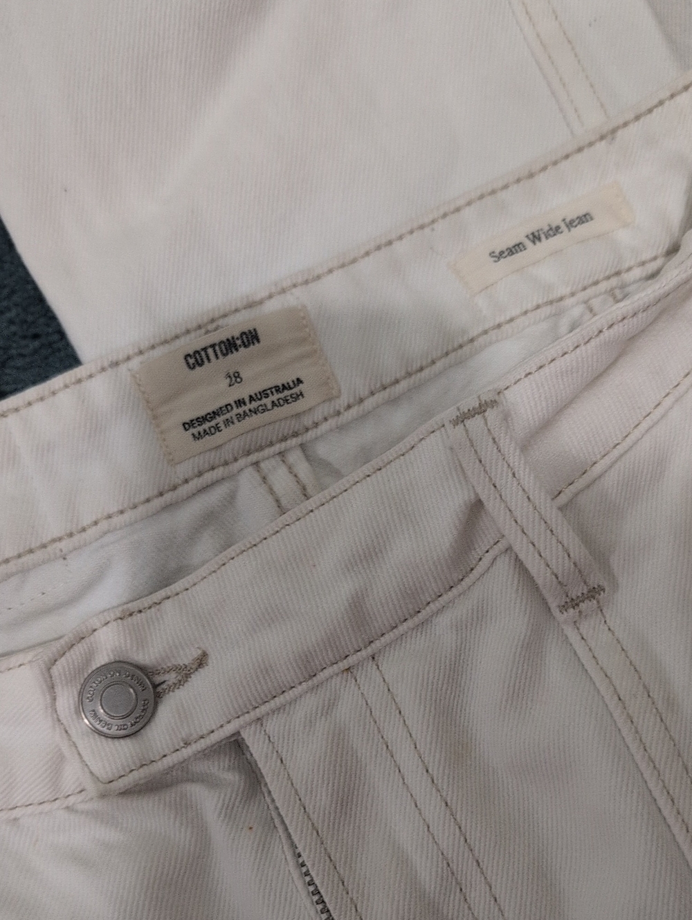 Cotton On Women Relaxed Seam Wide Jeans — Cream